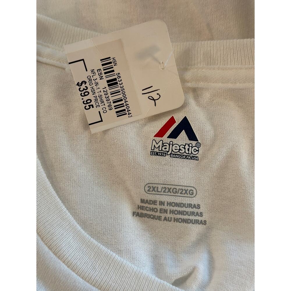 NWT Majestic 2XL New York Giant NFL Football 3-in-1 T-Shirt White Long Sleeve - Picture 5 of 7